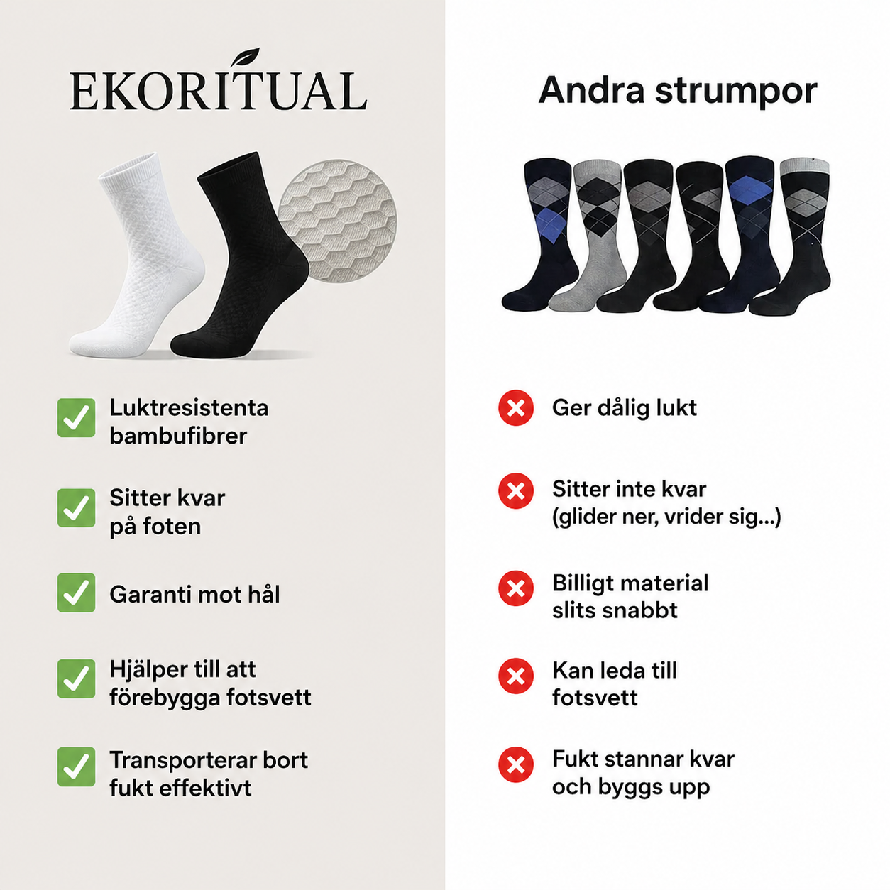 Ekoritual® Bambu Strumpor 5-pack